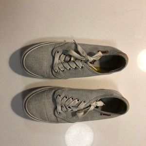 Gray Vans Lace Up Sneakers with Leather Detail